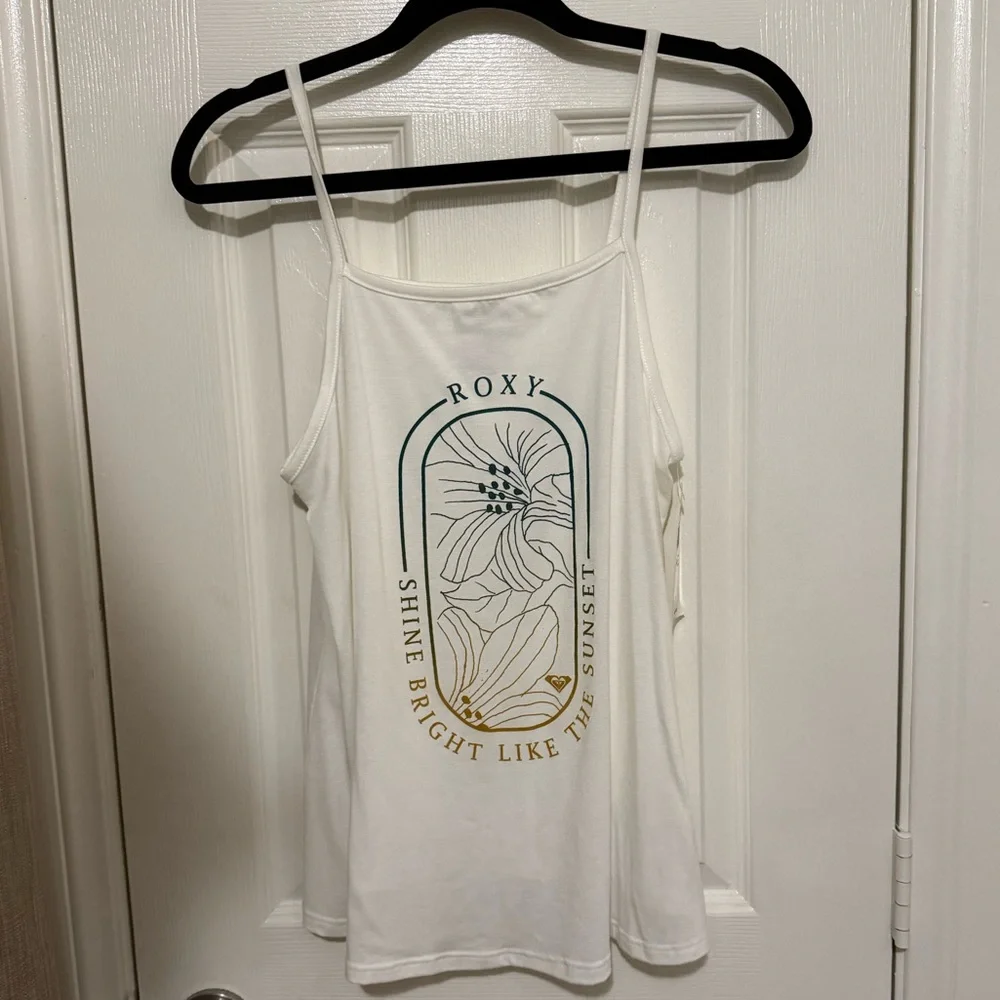 Roxy White Graphic Tank Top Size M - Picture 1 of 7